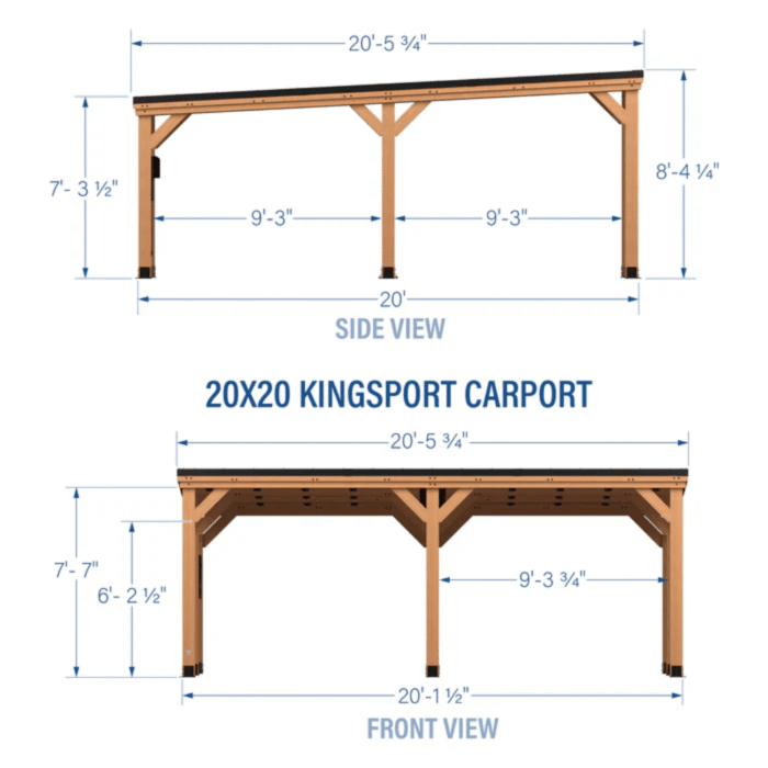 Backyard Discovery Kingsport Cedar Wood Carport with Steel Roof - Image 12
