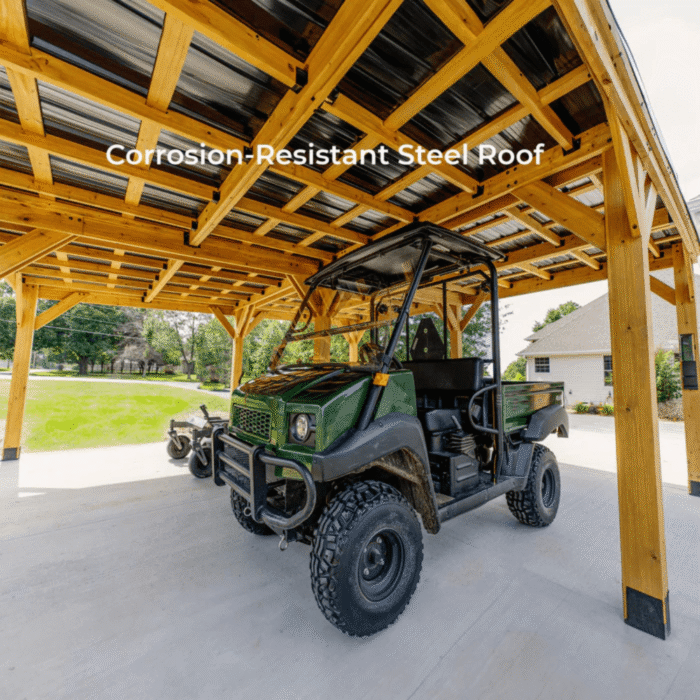 Backyard Discovery Kingsport Cedar Wood Carport with Steel Roof - Image 8