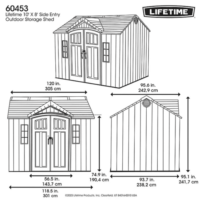 Lifetime 10′ x 8′ Outdoor Storage Shed, Gray - Image 2