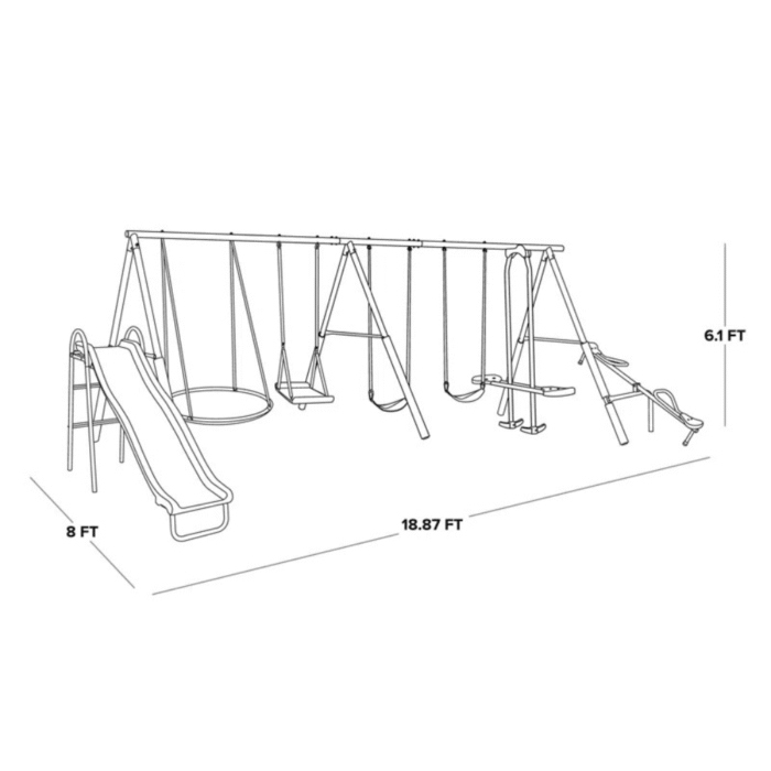 Sportspower Super 10 Metal Swing Set with Lifetime Warranty on Blow Molded Slide - Image 2