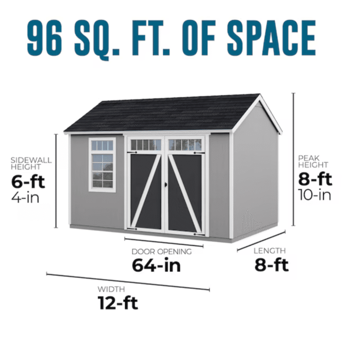 Heartland Coronado 12-ft x 8-ft Gable Style Wood Outdoor Storage Shed with Windows and DoorsHeartland Coronado 12-ft x 8-ft Gable Style Wood Outdoor Storage Shed with Windows and Doors - Image 2