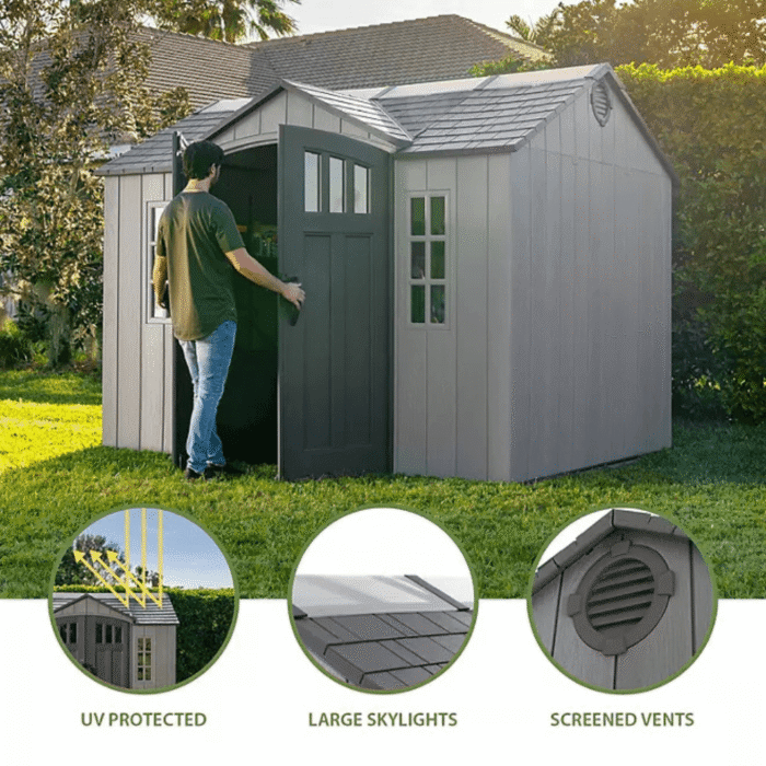 Lifetime 10′ x 8′ Outdoor Storage Shed, Gray - Image 11