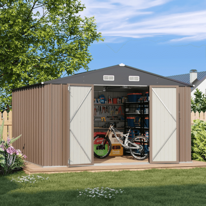 10 ft. W x 10 ft. D Outdoor Metal Storage Shed in Gray (100 sq. ft.) - Image 2