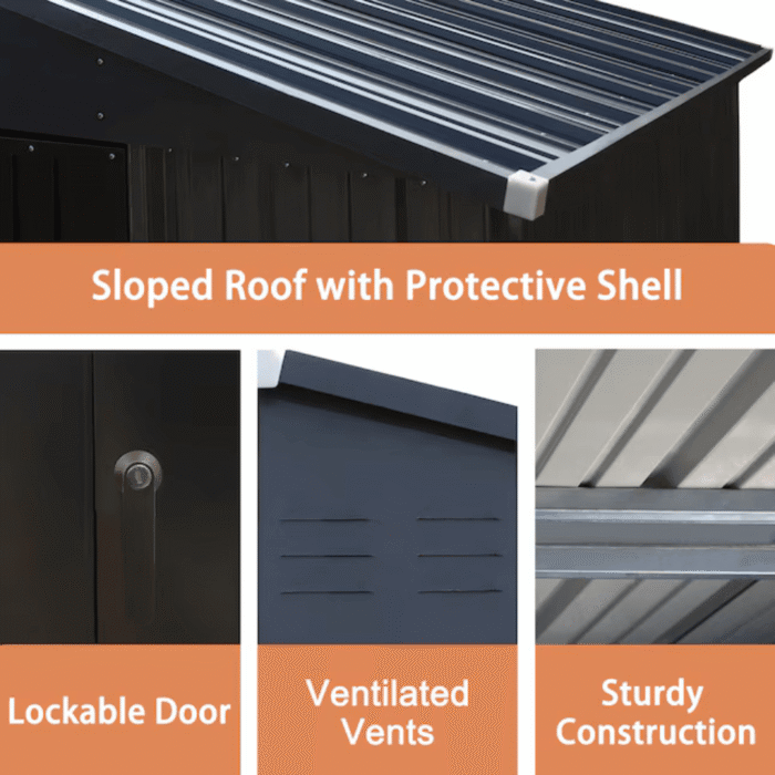 10 ft. W x 12 ft. D Outdoor Metal Storage Shed in Gray (120 sq. ft.) - Image 3