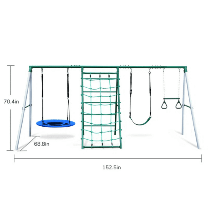 Swing Sets with Saucer Swing,Belt Swing,Trapeze Bar,Climbing Rope,Climbing Ladder - Image 3