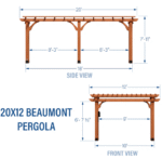 Beaumont 20 ft. x 12 ft. Light Brown Traditional Outdoor All Cedar Wood Patio Pergola Shade Structure with Electric - Image 3