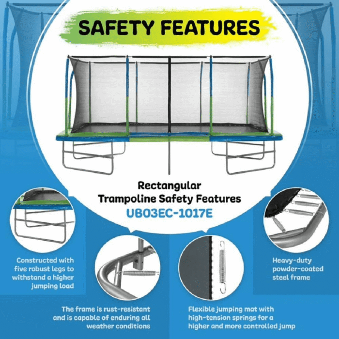 Upper Bounce Rectangle 10×17 Ft. Trampoline with Enclosure Set - Image 3