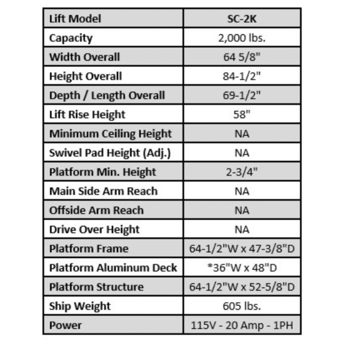 Auto Lift SC-2K 2,000 lb. Single Column Turf Lift – New Black - Image 2