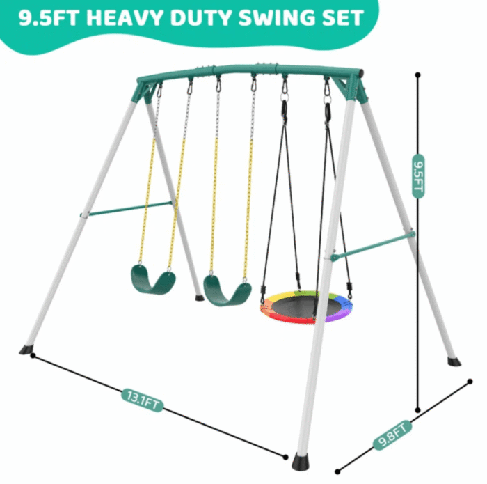 9.5′ Heavy-Duty Outdoor Porch Swing Set - Image 8