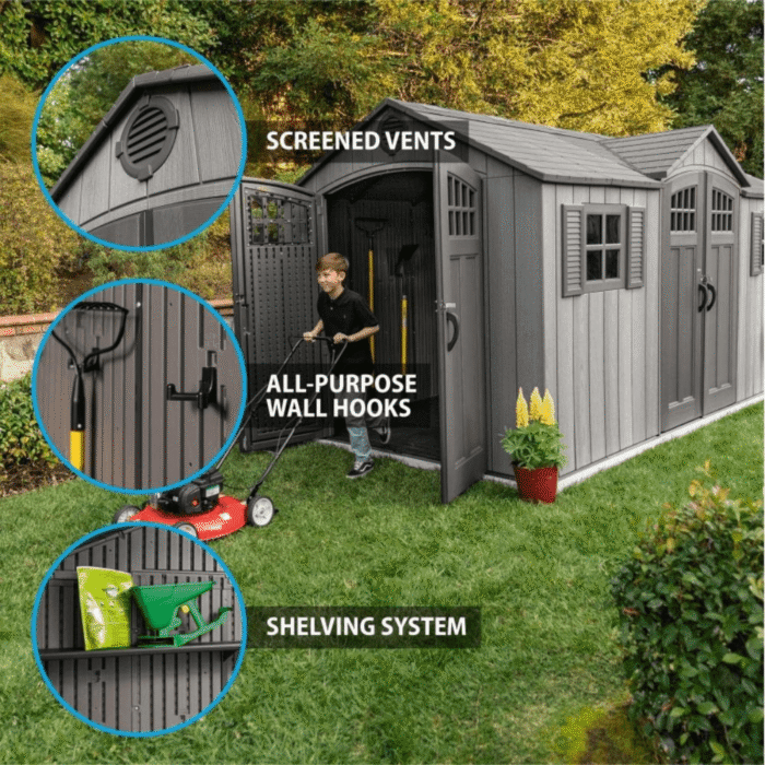 Lifetime 15×8 Rough Cut Backyard Storage Shed With Floor (60318) - Image 3