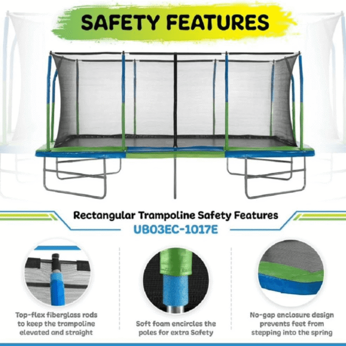 Upper Bounce Rectangle 10×17 Ft. Trampoline with Enclosure Set - Image 4