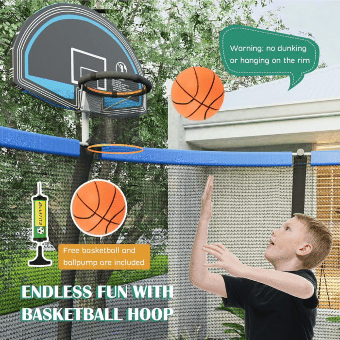 Giantex 8FT 10FT 12FT Trampoline with Enclosure, ASTM Approved Outdoor Large Trampoline with Ladder - Image 4