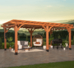 Beaumont 20 ft. x 12 ft. Light Brown Traditional Outdoor All Cedar Wood Patio Pergola Shade Structure with Electric - Image 4