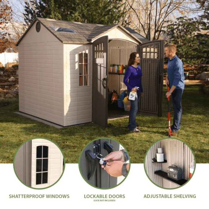 Lifetime 10 Ft. x 8 Ft. High-Density Polyethylene (Plastic) Outdoor Storage Shed with Steel-Reinforced Construction - Image 3