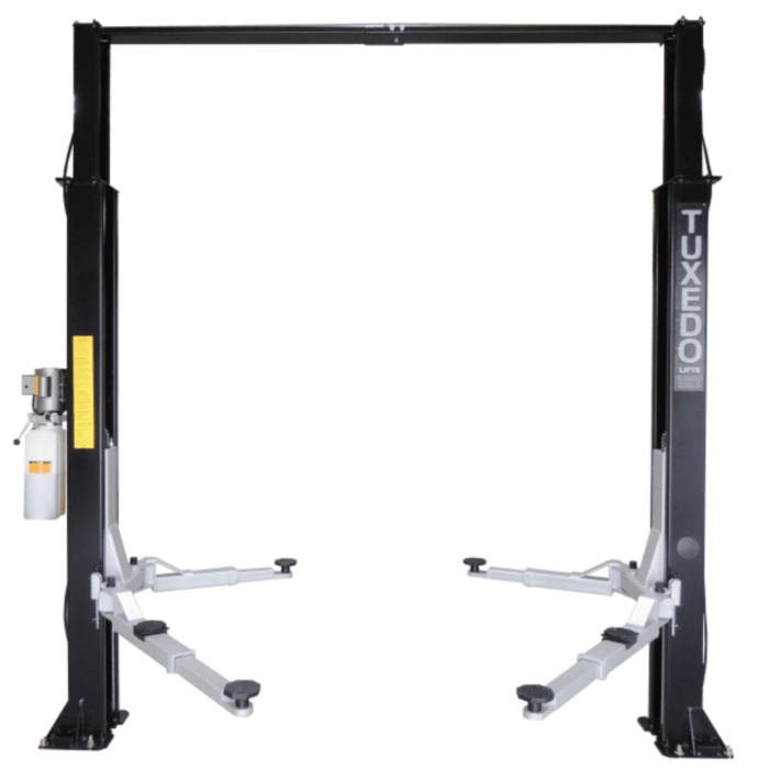 Asymmetric 2 Post Car Lift Clear Floor 9,000 lbs. Capacity Heavy Duty in Black - Image 1