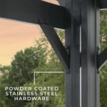 Stratford 14 Ft. X 10 Ft. Black Steel Traditional Pergola with Sail Shade Soft Canopy - Image 8