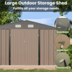 10 ft. W x 10 ft. D Outdoor Metal Storage Shed in Gray (100 sq. ft.) - Image 4