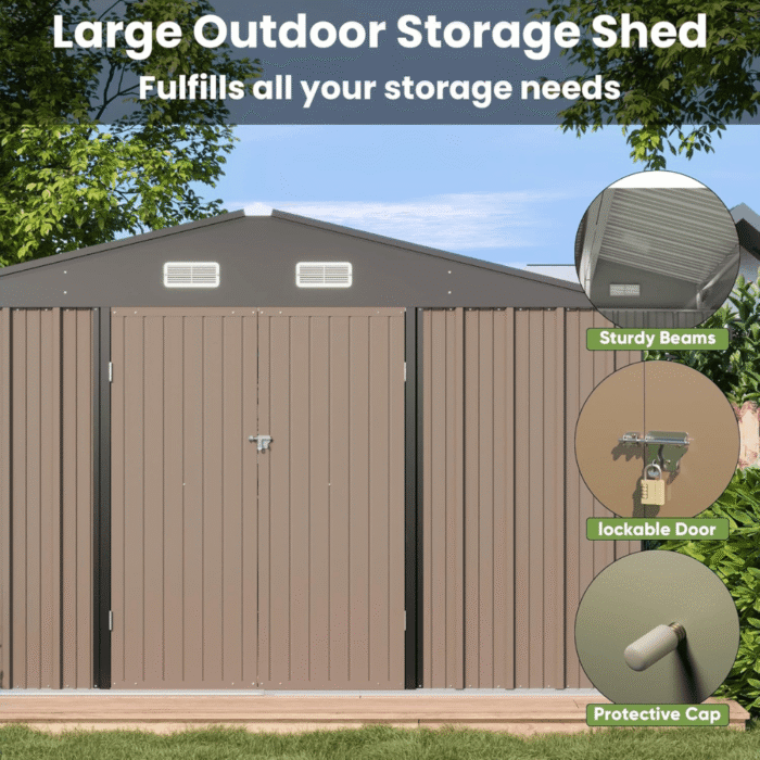 10 ft. W x 10 ft. D Outdoor Metal Storage Shed in Gray (100 sq. ft.) - Image 4
