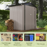 6 ft. W x 4 ft. D Outdoor Storage Brown Metal Shed with Sloping Roof and Double Lockable Door (24.8 sq. ft.) - Image 5