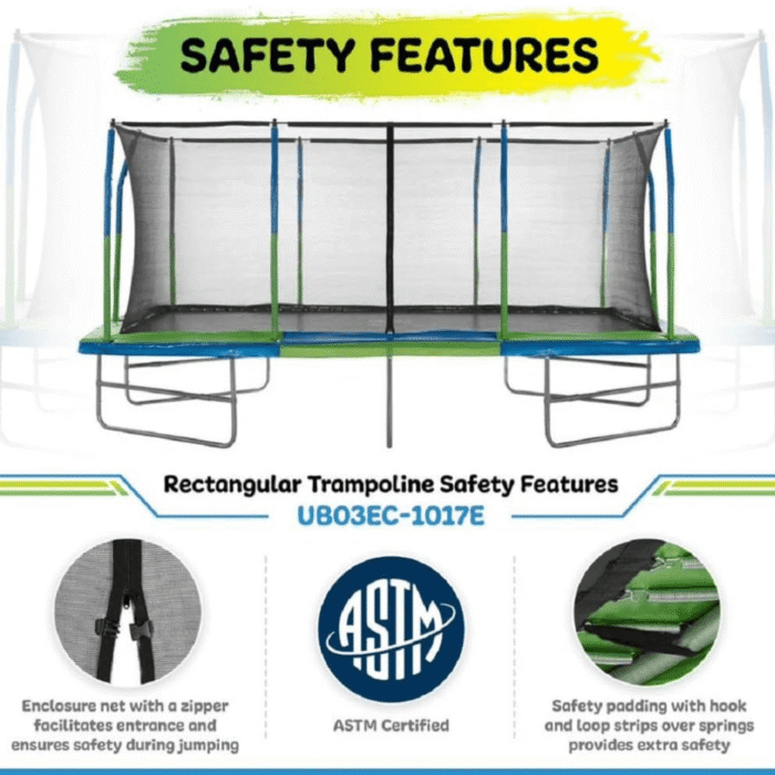 Upper Bounce Rectangle 10×17 Ft. Trampoline with Enclosure Set - Image 5