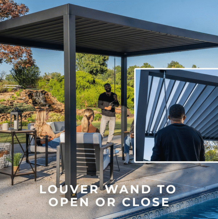 Backyard Discovery Sarasota 16’x10′ Galvanized Steel Louvered Pergola - Image 4