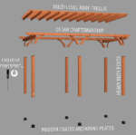 Beaumont 20 ft. x 12 ft. Light Brown Traditional Outdoor All Cedar Wood Patio Pergola Shade Structure with Electric - Image 6