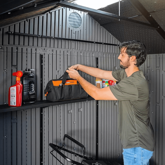 Lifetime 10′ x 8′ Outdoor Storage Shed, Gray - Image 6