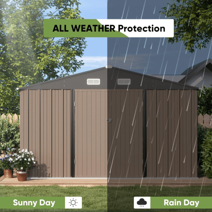 10 ft. W x 10 ft. D Outdoor Metal Storage Shed in Gray (100 sq. ft.) - Image 5