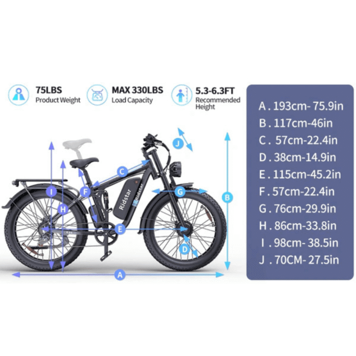 Ridstar E26 Pro Dual Motor 2000W 48V 23AH/ / E26 1000W 48V 15.6AH E-Bike - Image 5