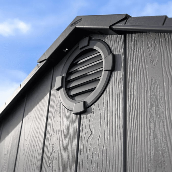 Lifetime 15′ x 8′ Dual Entry Outdoor Storage Shed, Gray - Image 7