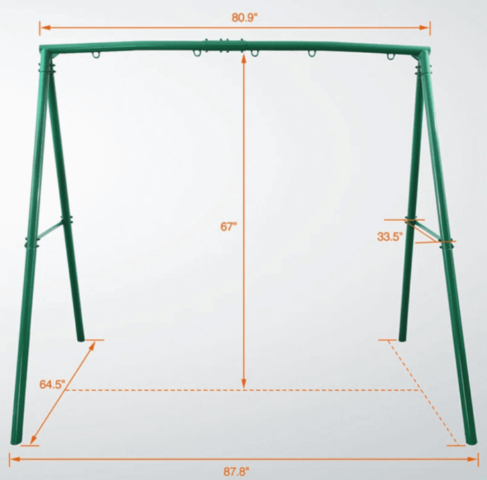 440lbs Extra Large Metal Swing Frame with 5 Hanging Hooks, Heavy Duty A-Frame Swing Stand - Image 8