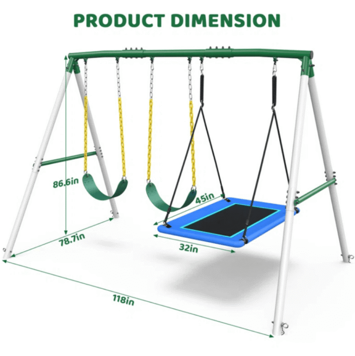 660lbs Heavy Duty Swing Set With 1 Platform Swing, 2 Belt Swings - Image 6