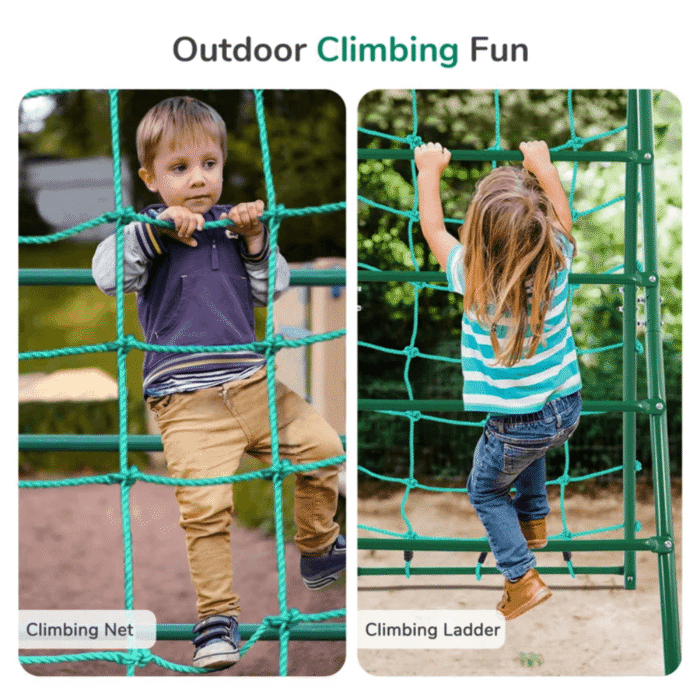Swing Sets with Saucer Swing,Belt Swing,Trapeze Bar,Climbing Rope,Climbing Ladder - Image 6