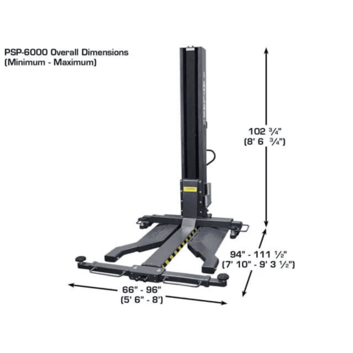 6000 LB Portable Single Post Lift – TMG-ALSP60 - Image 7