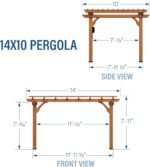 10 Ft. X 14 Ft. Traditional All Cedar Wood Outdoor Patio Pergola Shade Structure - Image 2