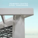 Ridgedale 8 Ft. X 8 Ft. White Steel Modern Cabana Pergola with Conversation Seating in Pumice - Image 2