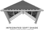 Ridgedale 8 Ft. X 8 Ft. White Steel Modern Cabana Pergola with Conversation Seating in Pumice - Image 3