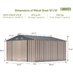 10 ft. W x 12 ft. D Size Upgrade Metal Storage Shed 119 sq. ft. - Image 7