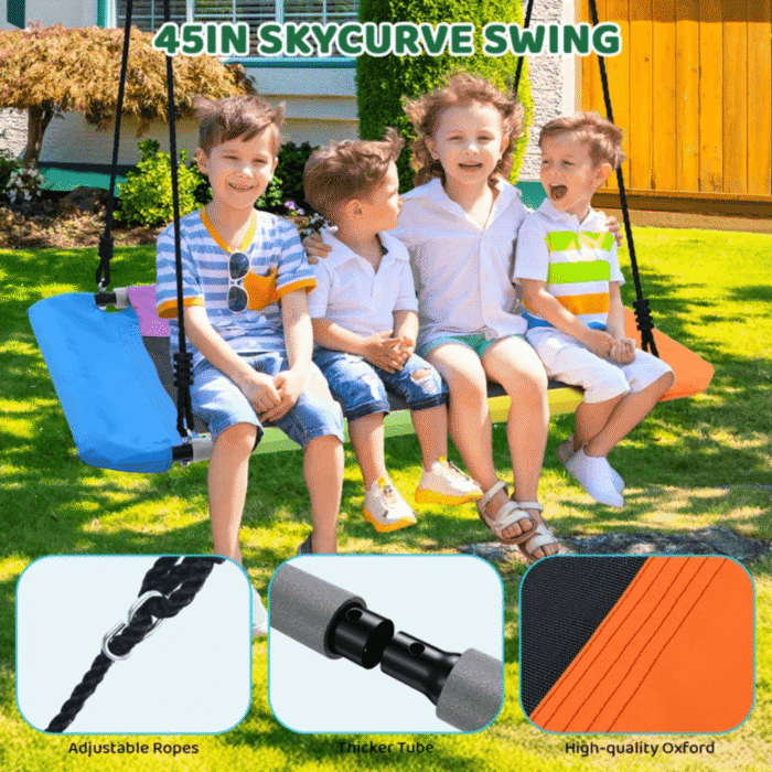 9.5′ Heavy Duty Metal Swing Set with Belt Swing, Trapeze Bar - Image 8