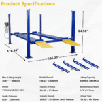 WEIZE 8500lbs 4 Post Car Lift with Caster Kits, Auto Car Storage Lift for Home Parking Garage – PLA-1030 - Image 7