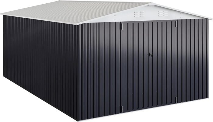 10 ft. W x 14 ft. D Outdoor Metal Shed Storage with Updated Frame Structure and Lockable Doors, White (140 Sq. Ft） - Image 4