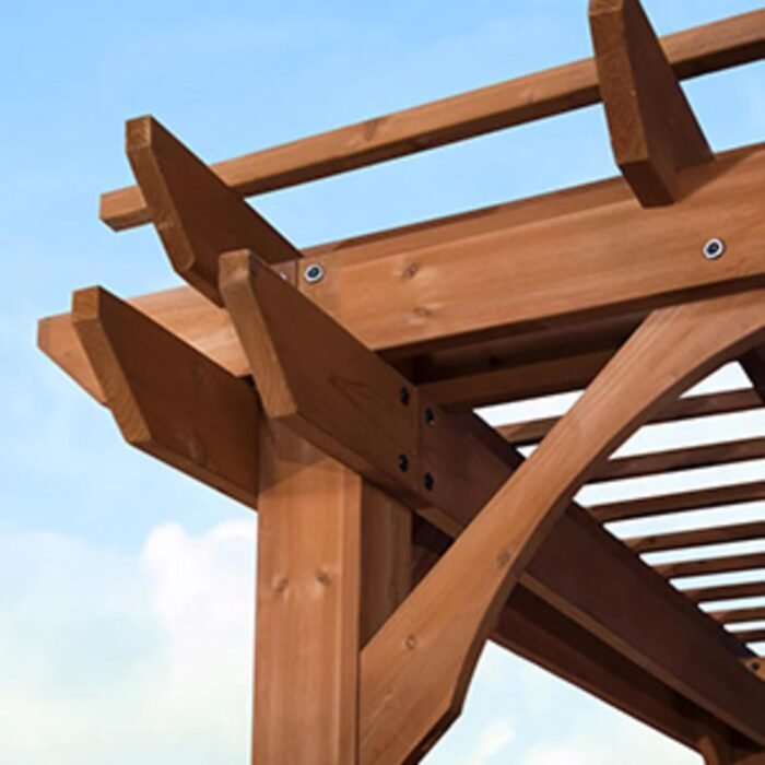 10 Ft. X 14 Ft. Traditional All Cedar Wood Outdoor Patio Pergola Shade Structure - Image 3