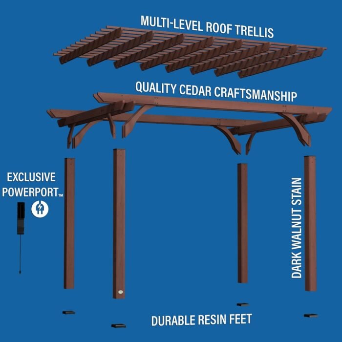 Backyard Discovery 14′ X 10′ Somerville Pergola W/ Electric – Dark Walnut DIY - Image 3