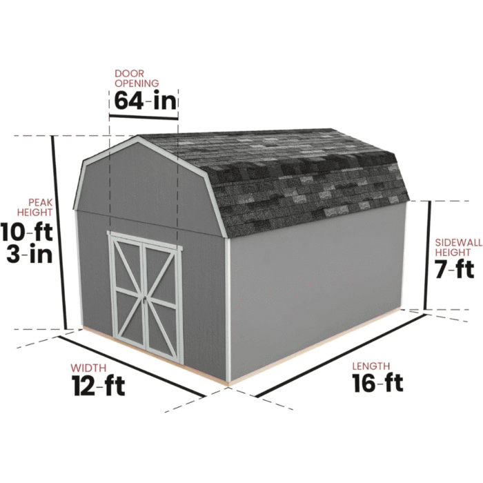 Hudson 12 ft. W x 16 ft. D Wood Storage Shed - Image 7