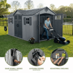 Lifetime 15′ x 8′ Dual Entry Outdoor Storage Shed, Gray - Image 9