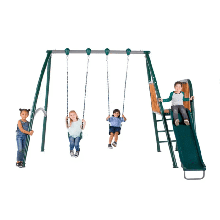 Sportspower Alta Oaks 10′ Heavy Duty Swing Set with Lifetime Warranty on 6′ Double Wall Slide - Image 1