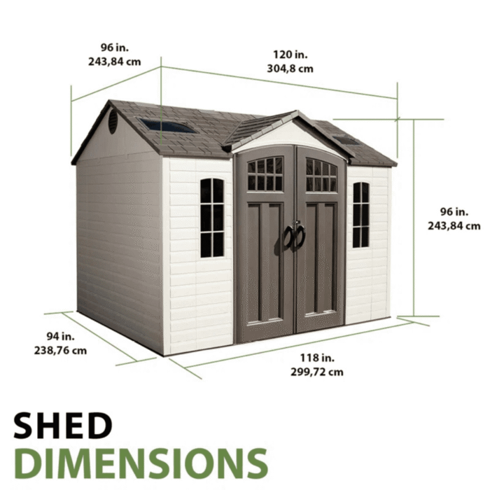 Lifetime 10 Ft. x 8 Ft. High-Density Polyethylene (Plastic) Outdoor Storage Shed with Steel-Reinforced Construction - Image 8