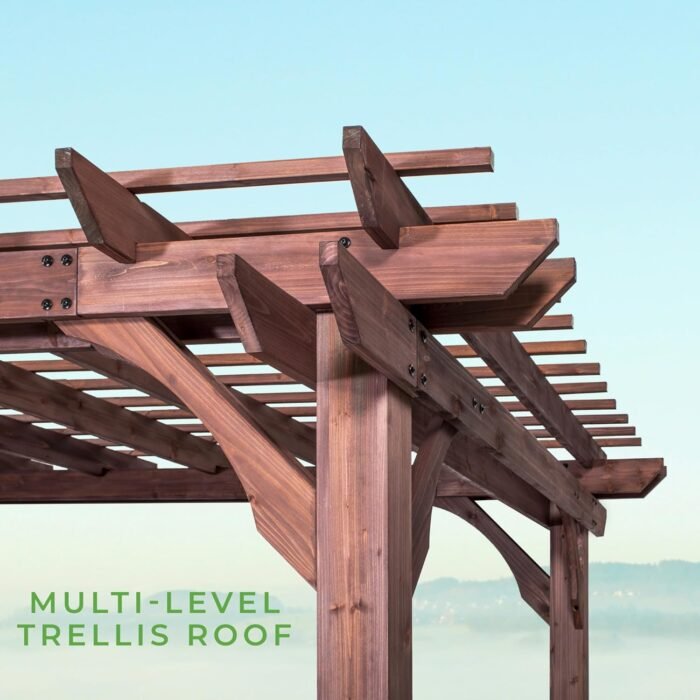Backyard Discovery 14′ X 10′ Somerville Pergola W/ Electric – Dark Walnut DIY - Image 7