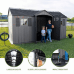 Lifetime 15′ x 8′ Dual Entry Outdoor Storage Shed, Gray - Image 10
