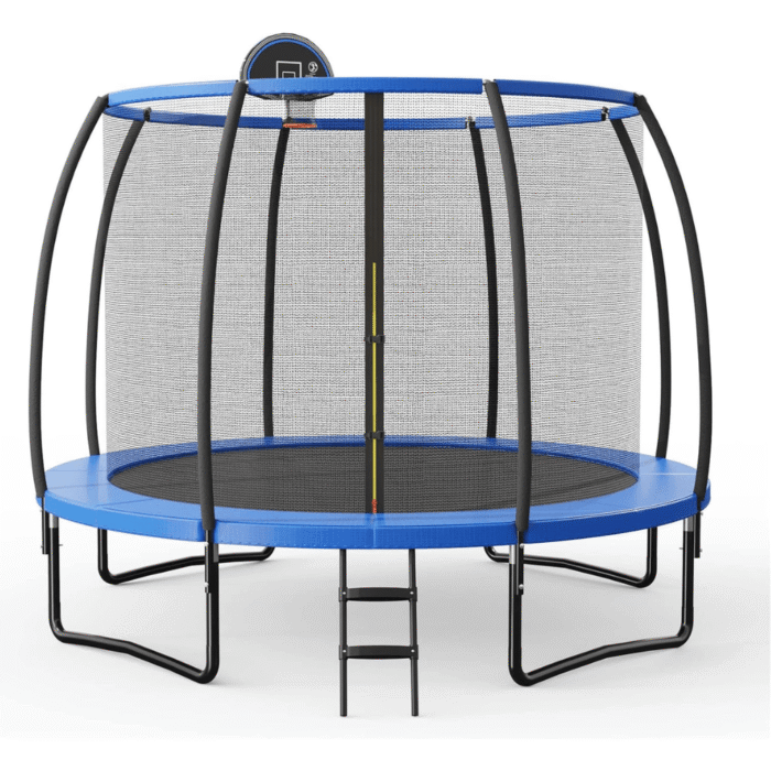 Giantex 8FT 10FT 12FT Trampoline with Enclosure, ASTM Approved Outdoor Large Trampoline with Ladder - Image 1